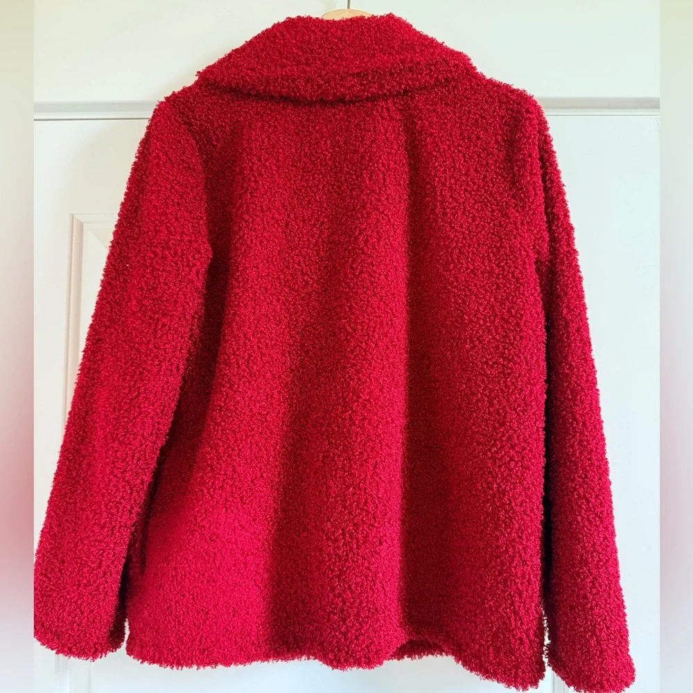 J. Jill Vibrant Red Teddy Jacket - Picture 2 of 4